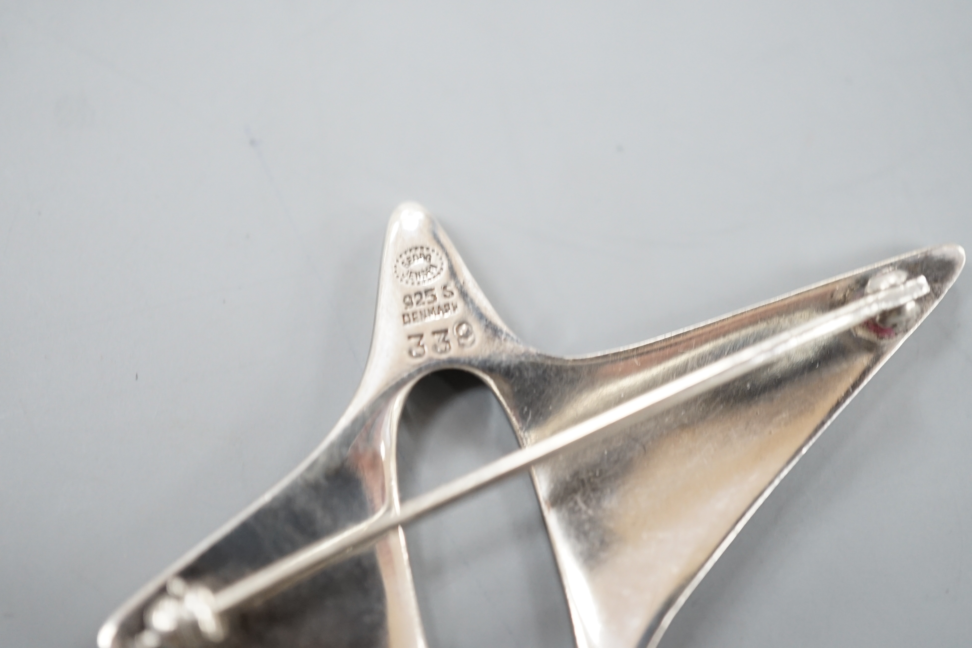 A Georg Jensen sterling amoeba brooch, no. 339, 57mm.